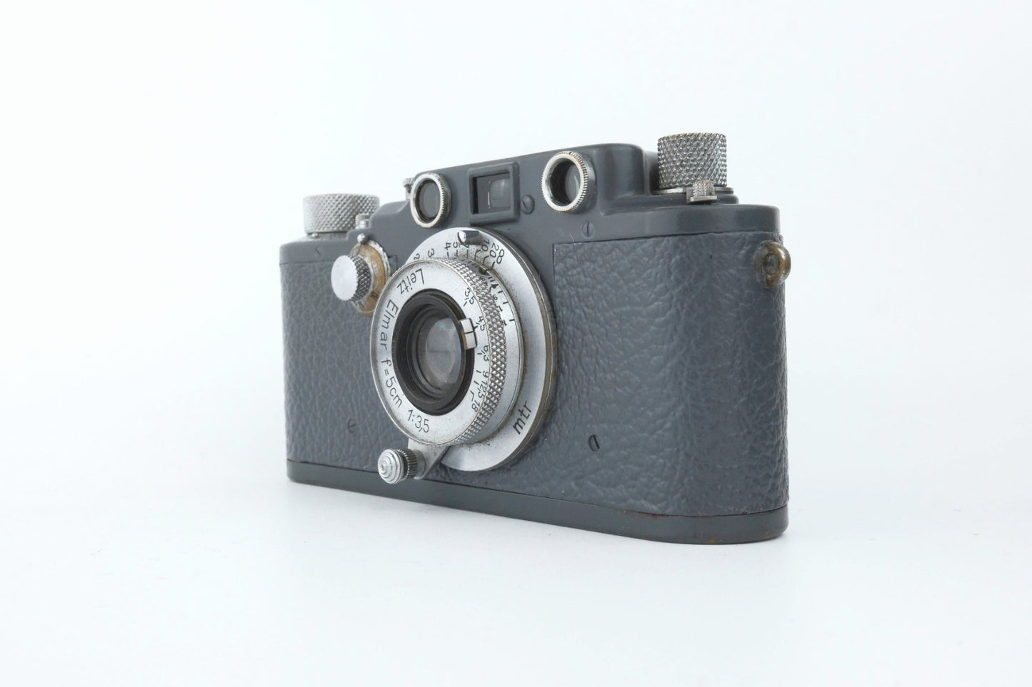 Leica IIIc "K" - GRIS - Rideau K - Sans gravure militaire - Etui cuir marquage militaire WWII
