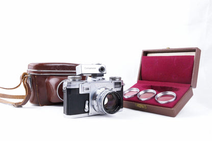 Zeiss Ikon Contax IIa (1955/56) + Sonnar 50mm f/1.5 + Contameter 1340 + Étui Cuir
